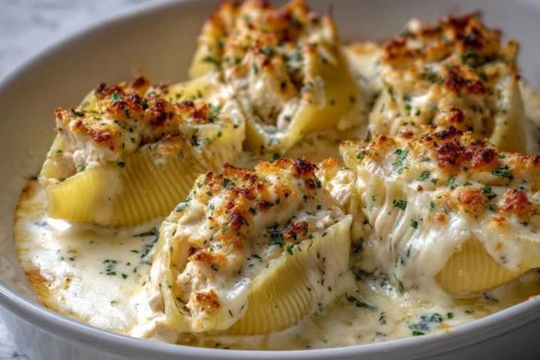 Baked Chicken Alfredo Stuffed Shells