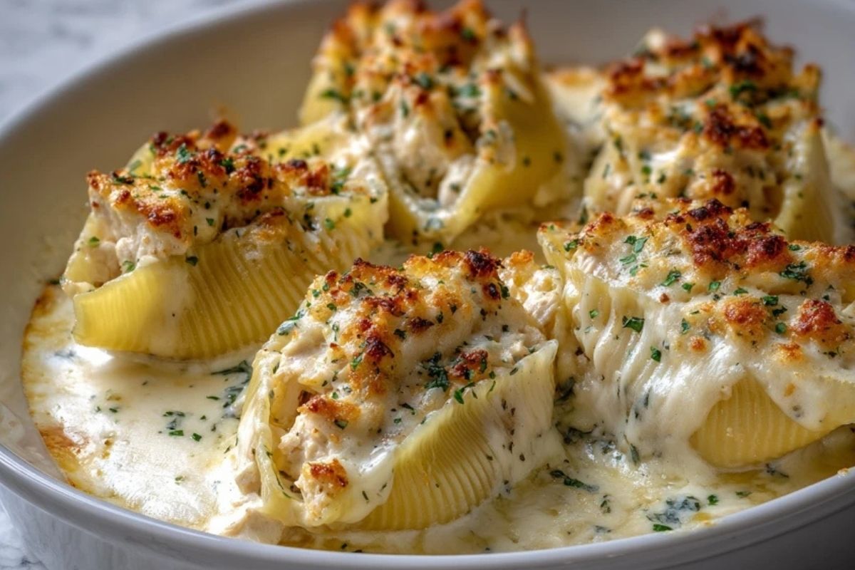 Baked Chicken Alfredo Stuffed Shells