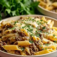 Best Cheesy Ground Beef Pasta