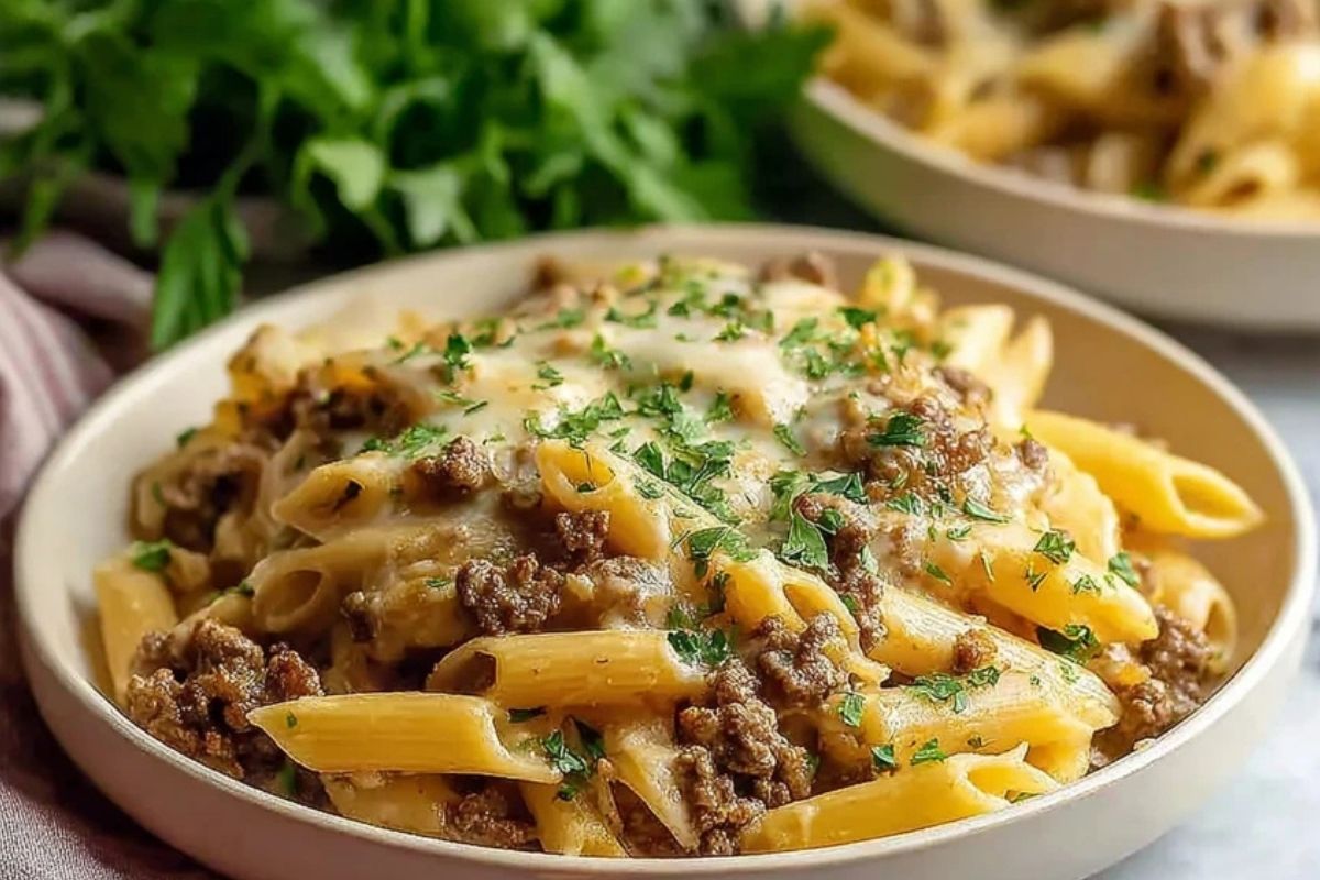 Best Cheesy Ground Beef Pasta