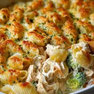 Cheesy Chicken Shells — The Ultimate Creamy, Comforting Pasta Bake