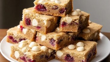 Chewy White Chocolate Cranberry Blondies