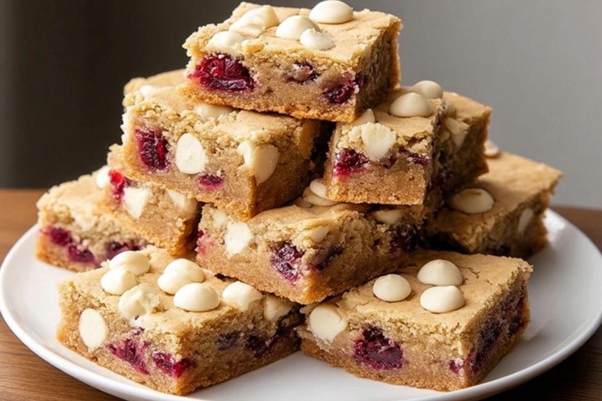 Chewy White Chocolate Cranberry Blondies