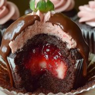Chocolate Strawberry Jam Cupcakes