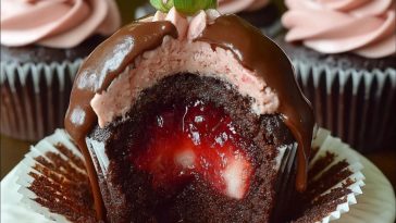 Chocolate Strawberry Jam Cupcakes