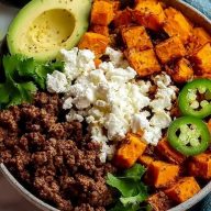 Cottage Cheese Ground Beef And Sweet Potato Bowls