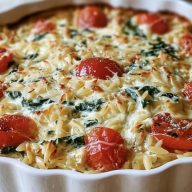 Creamy Easy Boursin Orzo Bake