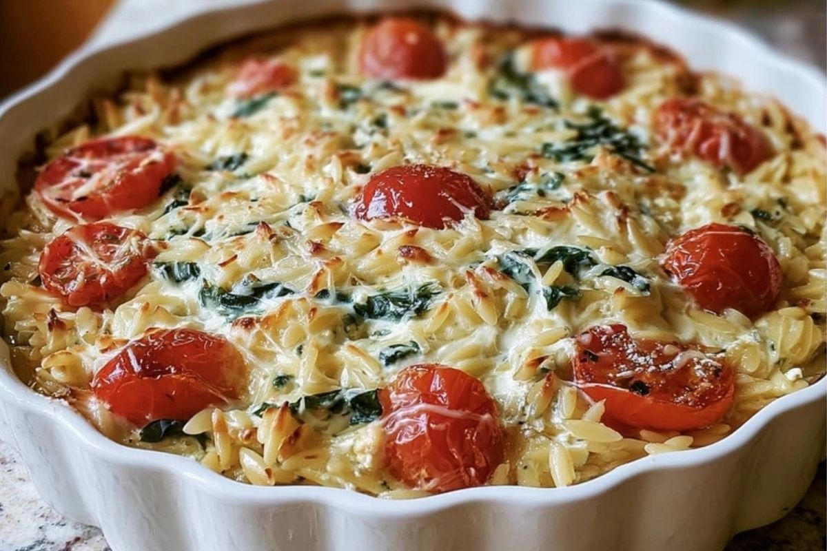 Creamy Easy Boursin Orzo Bake