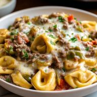 Crock Pot Cheesesteak Tortellini Recipe