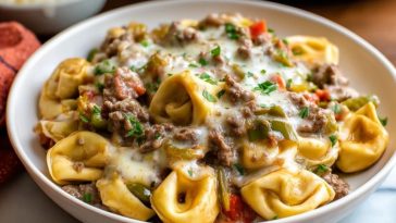 Crock Pot Cheesesteak Tortellini Recipe