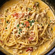 Crock Pot Cheesy Chicken Spaghetti