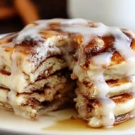 Easy Fluffy Cinnamon Roll Pancakes