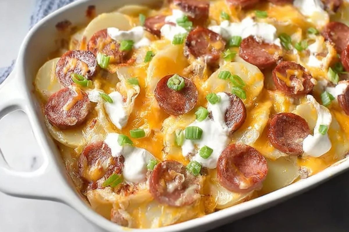 Easy Pierogi Casserole with Sausage