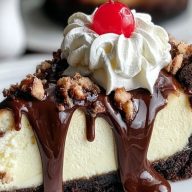 Heavenly Hot Fudge Sundae Brownie Cheesecake