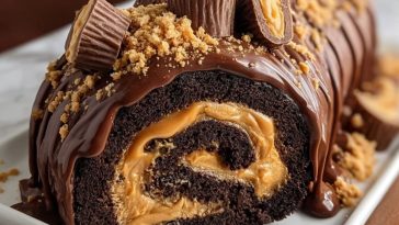 Peanut Butter Cup Chocolate Roll Cake