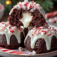 Candy Cane Brownie Bombs