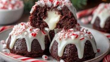 Candy Cane Brownie Bombs