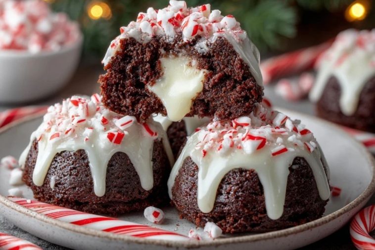 Candy Cane Brownie Bombs