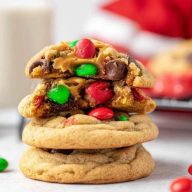 Christmas M&M Peanut Butter Cookies