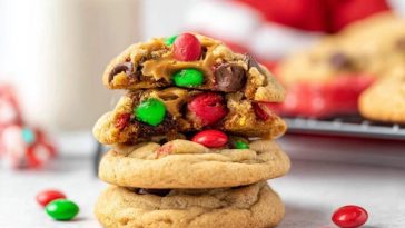 Christmas M&M Peanut Butter Cookies