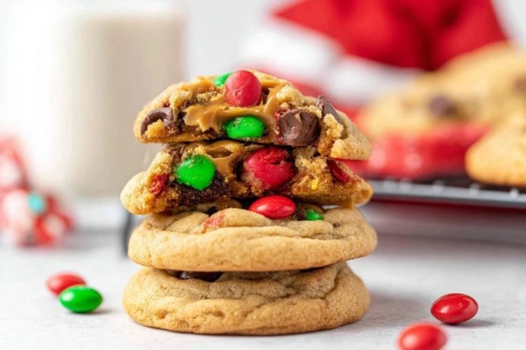 Christmas M&M Peanut Butter Cookies