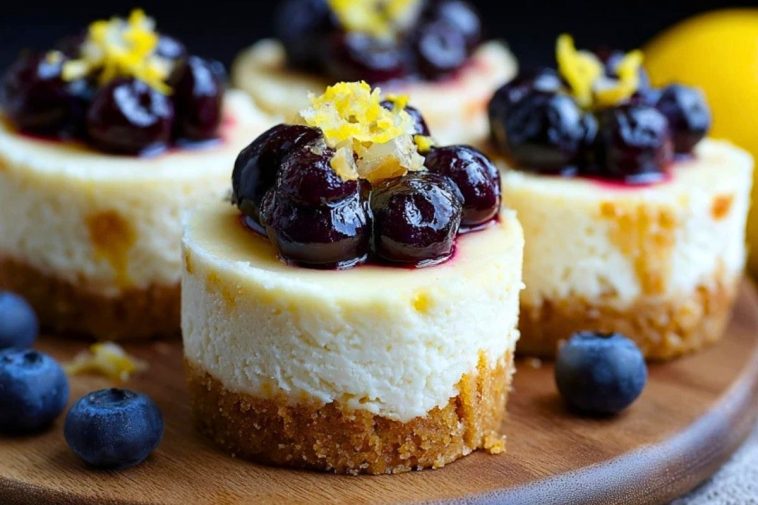 Lemon Blueberry Mini Cheesecakes
