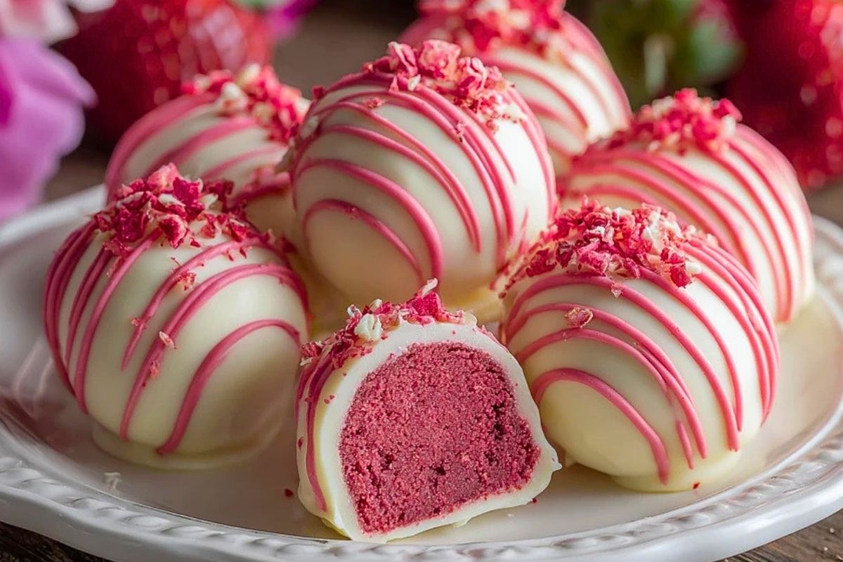 Strawberry Velvet Cheesecake Truffle Bites