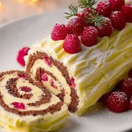 White Chocolate Raspberry Yule Log