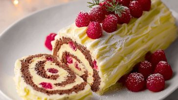 White Chocolate Raspberry Yule Log