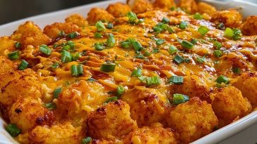 Buffalo Chicken Tater Tot Casserole