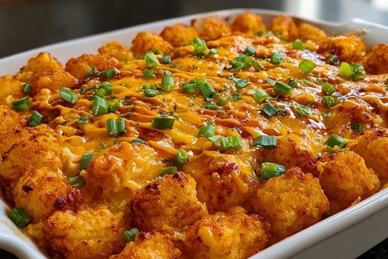 Buffalo Chicken Tater Tot Casserole