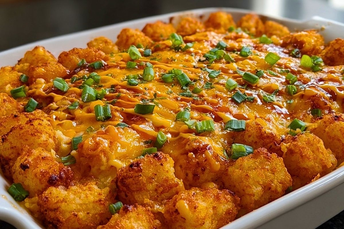 Buffalo Chicken Tater Tot Casserole