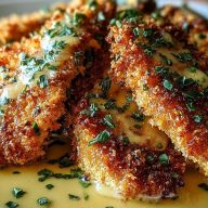 Crispy Parmesan Chicken with a Rich Garlic Sauce