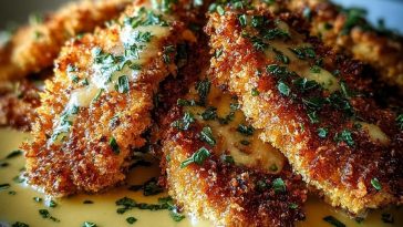 Crispy Parmesan Chicken with a Rich Garlic Sauce