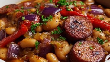 Crockpot Cowboy Beans with Kielbasa