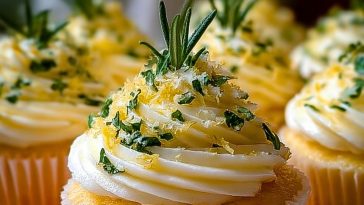 Lemon Thyme Rosemary Cupcakes