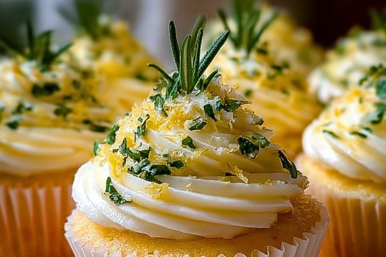 Lemon Thyme Rosemary Cupcakes