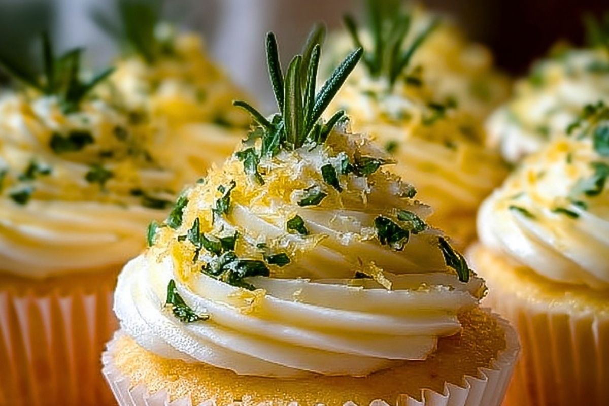 Lemon Thyme Rosemary Cupcakes